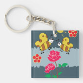 蜂とバラフローラ園 キーホルダー (正面)