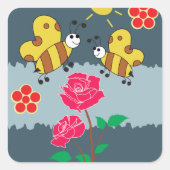 蜂とバラフローラ園 スクエアシール (正面)