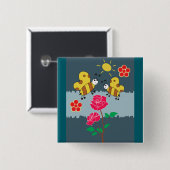 蜂とバラフローラ園 缶バッジ (正面&裏面)