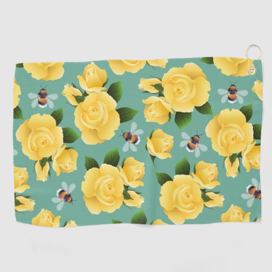蜂とバラ ゴルフタオル (横)