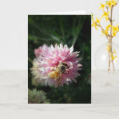 蜂とピンクの花 カード (黄色い花)