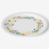 蜂とフローラをテーマにしたパーティー ペーパープレート (アングル)