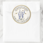 蜂とラベンダーハニーアイボリー金属金ゴールド ラウンドシール (バッグ)