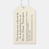 蜂とラベンダーハニーラベル青縁ど破線 ギフトタグ (裏面)