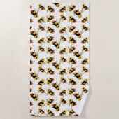 蜂と水玉模様 ビーチタオル (正面)