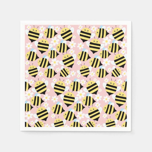 蜂と白い花 スタンダードカクテルナプキン (正面)