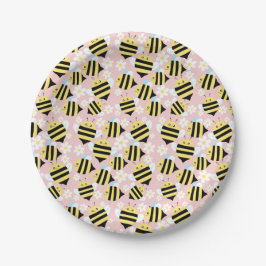 蜂と白い花 ペーパープレート