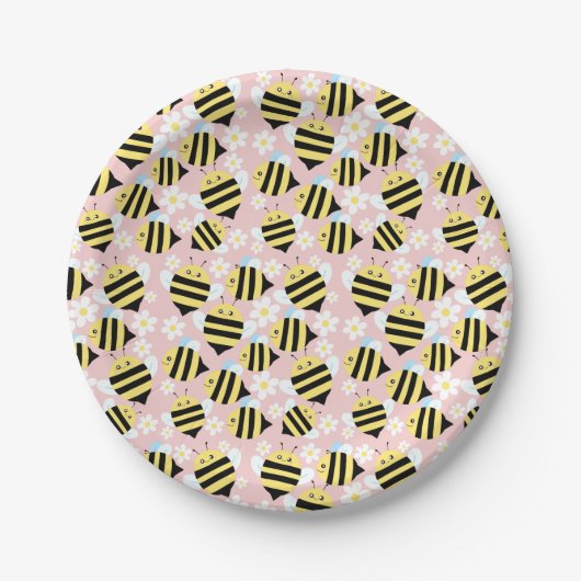 蜂と白い花 ペーパープレート (正面)