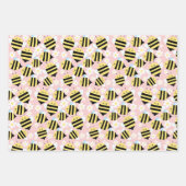 蜂と白い花 ラッピングペーパーシート (正面)