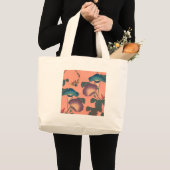 蜂と花の日本風アジアンアート ラージトートバッグ (正面(商品))