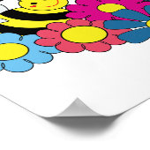 蜂と花デザインイラストレーション ポスター (角)