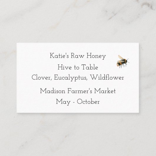 蜂と花ハニー名刺 名刺 (裏面)