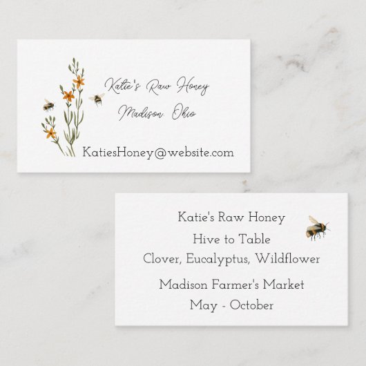 蜂と花ハニー名刺 名刺 (正面/裏面)