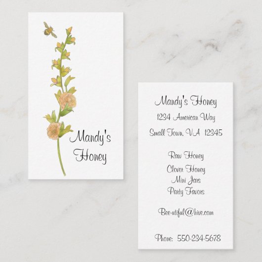 蜂と花茎蜂蜜の養蜂家の名刺 名刺 (正面/裏面)