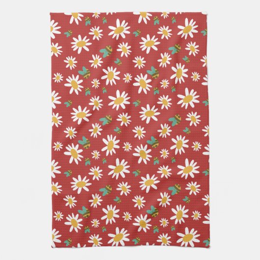 蜂と花 キッチンタオル (縦)