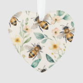 蜂と花 – クリームフローラ蜂蜜ビーパターン オーナメント (正面)