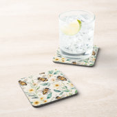 蜂と花 – クリームフローラ蜂蜜ビーパターン コースター (右側)