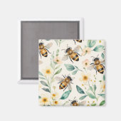 蜂と花 – クリームフローラ蜂蜜ビーパターン マグネット (正面/裏面)