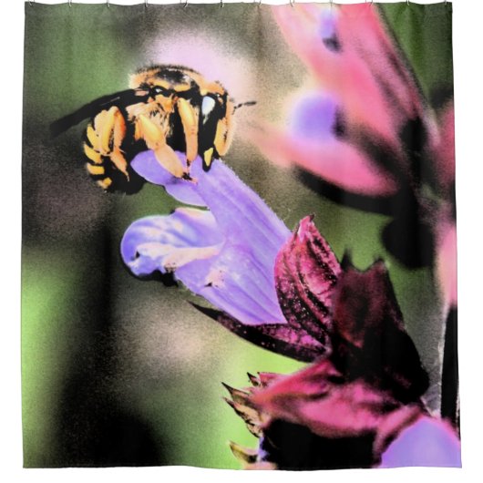 蜂と花 シャワーカーテン (正面)
