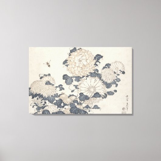 蜂と菊 キャンバスプリント (正面)