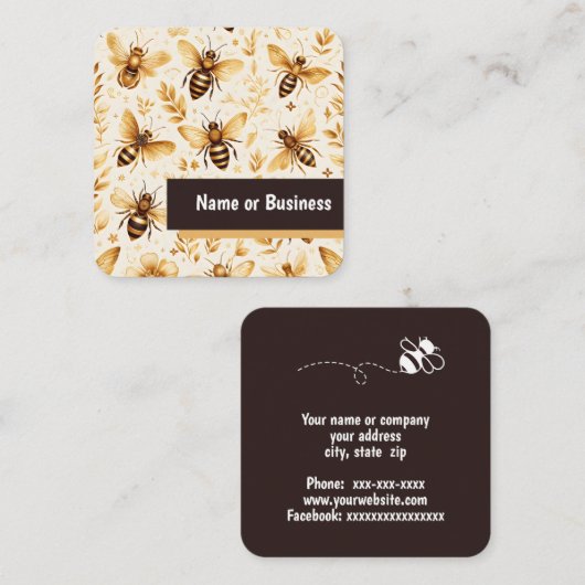 蜂と葉 スクエア名刺 (正面/裏面)