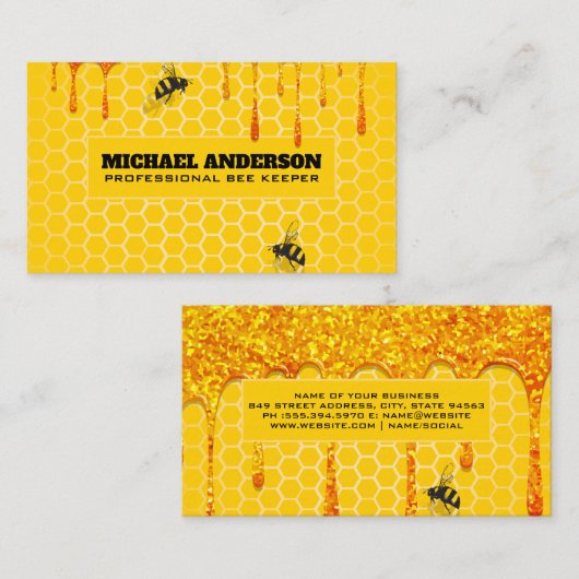 蜂と蜂 | 滴下蜂蜜 名刺 (正面/裏面)