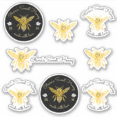 蜂と開花のフローラエレガントと装飾的なハニービー シール (正面)