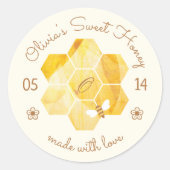 蜂と開花のフローラエレガントと装飾的なハニービー ラウンドシール (正面)