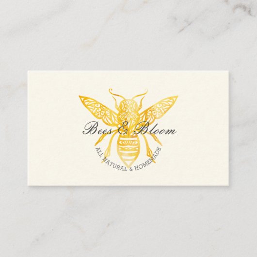 蜂と開花のフローラエレガントと装飾的なハニービー 名刺 (正面)