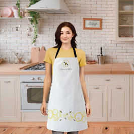 蜂と黄色の六角プリント エプロン