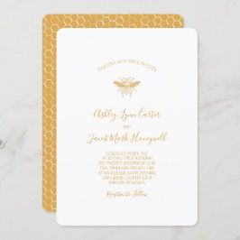 蜂と黄金のハニカムパターン 招待状