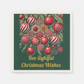 蜂に光るクリスマスの願い – クリスマスの飾り スタンダードカクテルナプキン (正面)