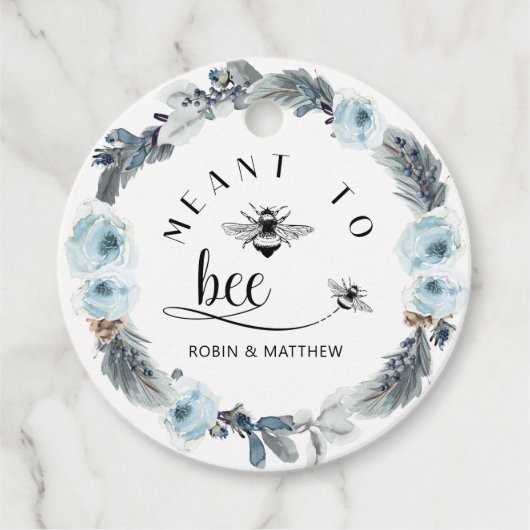 蜂のために意図されたダスティブルーハニー結婚式の引き出物 フェイバータグ (正面)