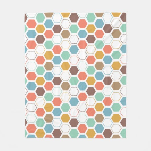 蜂のはちの巣モジュールパターン フリースブランケット (正面)