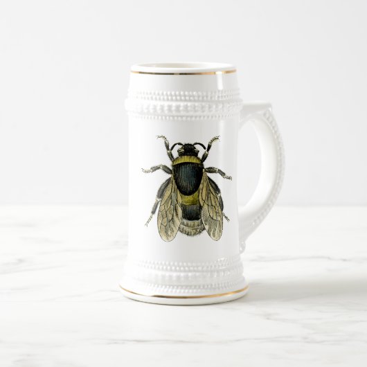 蜂のアンティークのイラストレーション ビールジョッキ (正面右)