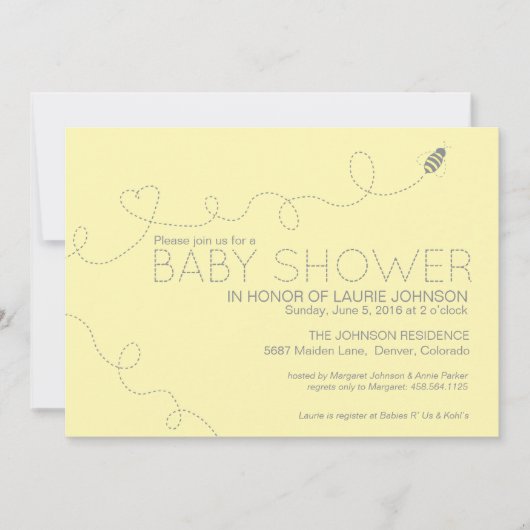 蜂のテーマのベビーシャワーの招待状 招待状 (正面)