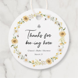 蜂のデイジーとヒマワリ赤ちゃんシャワー フェイバータグ