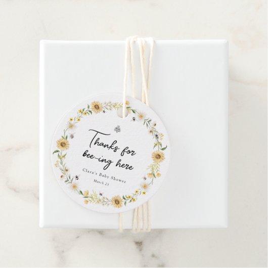 蜂のデイジーとヒマワリ赤ちゃんシャワー フェイバータグ (インサイチュ)