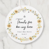 蜂のデイジーとヒマワリ赤ちゃんシャワー フェイバータグ (正面)