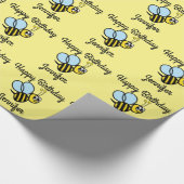 蜂のハッピーバースデーのパーソナライズな《昆虫》マルハナバチの子供 ラッピングペーパー (角)