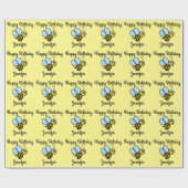 蜂のハッピーバースデーのパーソナライズな《昆虫》マルハナバチの子供 ラッピングペーパー (フラット)