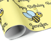 蜂のハッピーバースデーのパーソナライズな《昆虫》マルハナバチの子供 ラッピングペーパー (ロールコーナー)