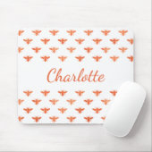 蜂のバラ金ゴールドモノグラム名スクリプトホワイト マウスパッド (マウス)