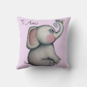 蜂のピンクの枕を持つベビー象 クッション (裏面)