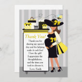 蜂のベビーシャワーのサンキューカードの妊婦 サンキューカード (正面/裏面)