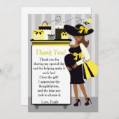蜂のベビーシャワーのサンキューカードの性は明らかにします サンキューカード (正面/裏面)