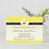 蜂のベビーシャワーの性は水玉模様を明らかにします 招待状 (スタンド正面)