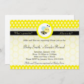 蜂のベビーシャワーの性は水玉模様を明らかにします 招待状 (正面/裏面)