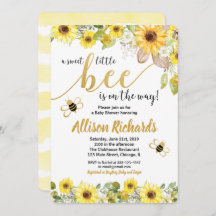 蜂のベビーシャワーの招待の女の子の黄色の《昆虫》マルハナバチ