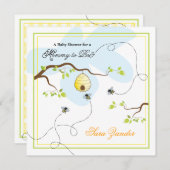 蜂のベビーシャワーの招待状へのお母さん 招待状 (正面/裏面)